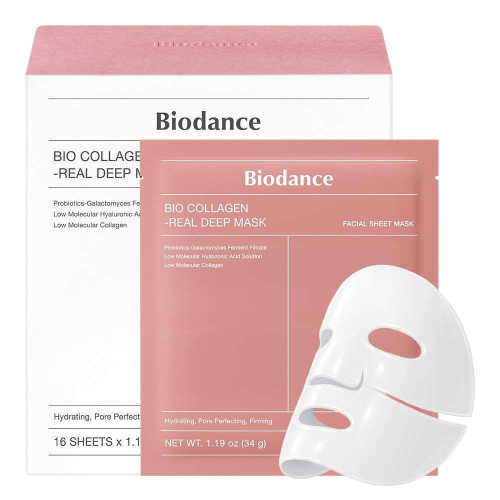 BIODANCE Bio-Collagen Real Deep Mask, Hydrating Overnight Hydrogel Mask, Pore Minimizing, Plumping, Elasticity Improvement, Korean Skincare, Stocking Stuffers for Teen Girls | 1.19oz(34g) x 16ea