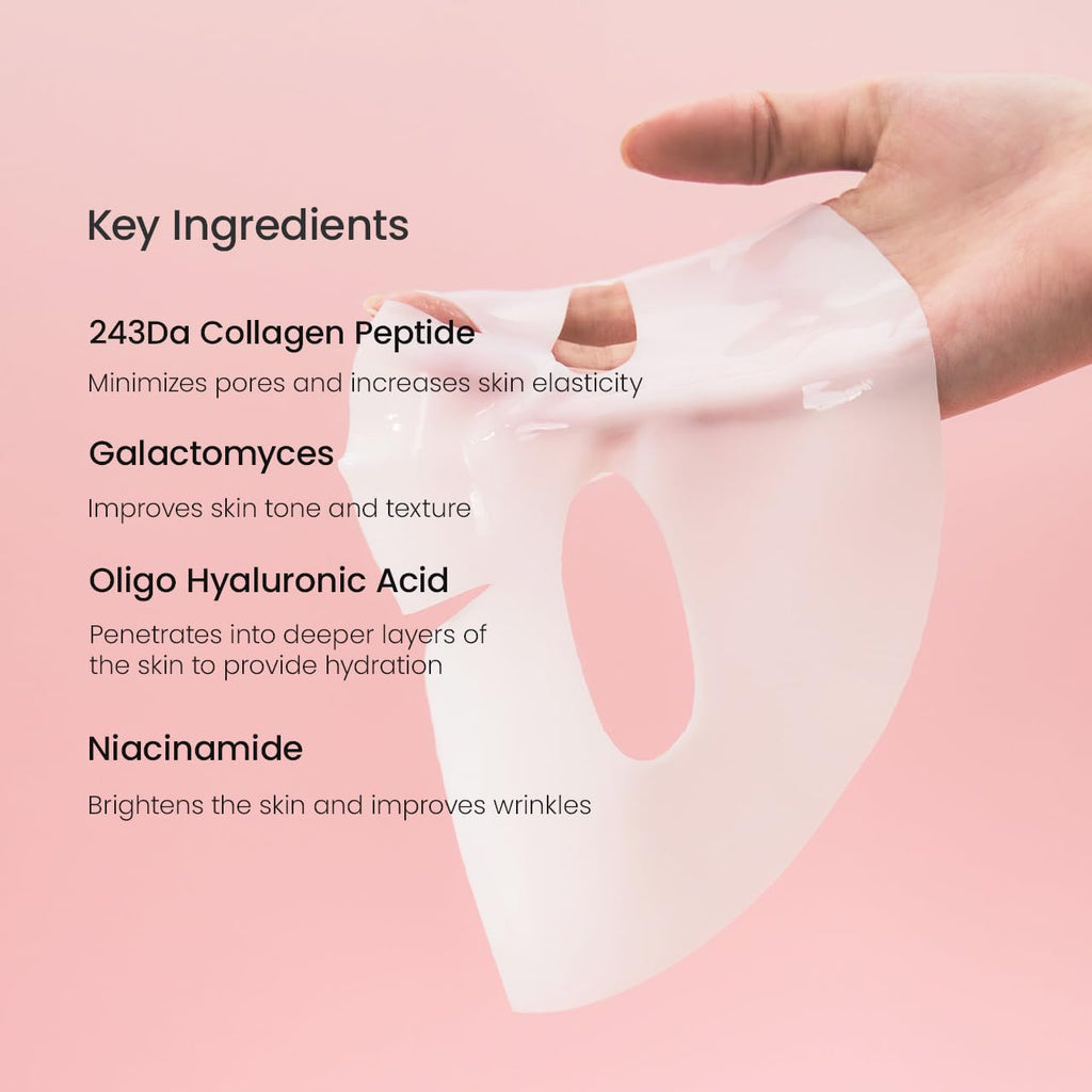 BIODANCE Bio-Collagen Real Deep Mask, Hydrating Overnight Hydrogel Mask, Pore Minimizing, Plumping, Elasticity Improvement, Korean Skincare, Stocking Stuffers for Teen Girls | 1.19oz(34g) x 16ea