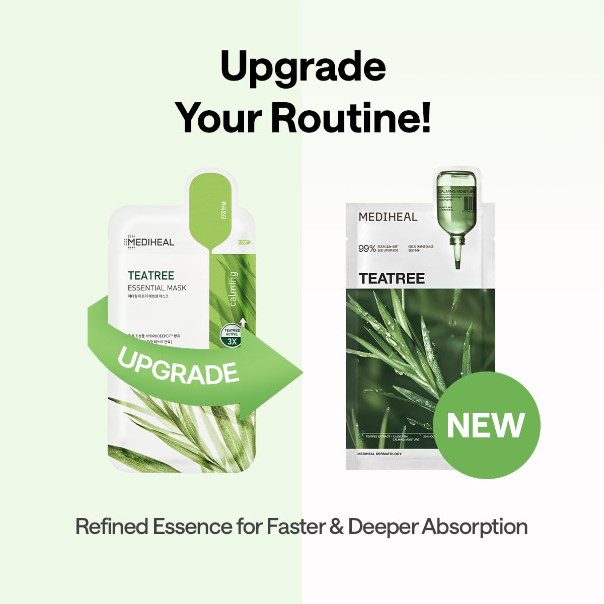 Mediheal Madecassoside Essential Sheet Mask Blemish Repair 10 pcs. 98% Purity Madecassoside & Hyaluronic Acid Included. Enhancing Moisture Barrier & Skin Texture Care. Vegan Formula Sheet Mask