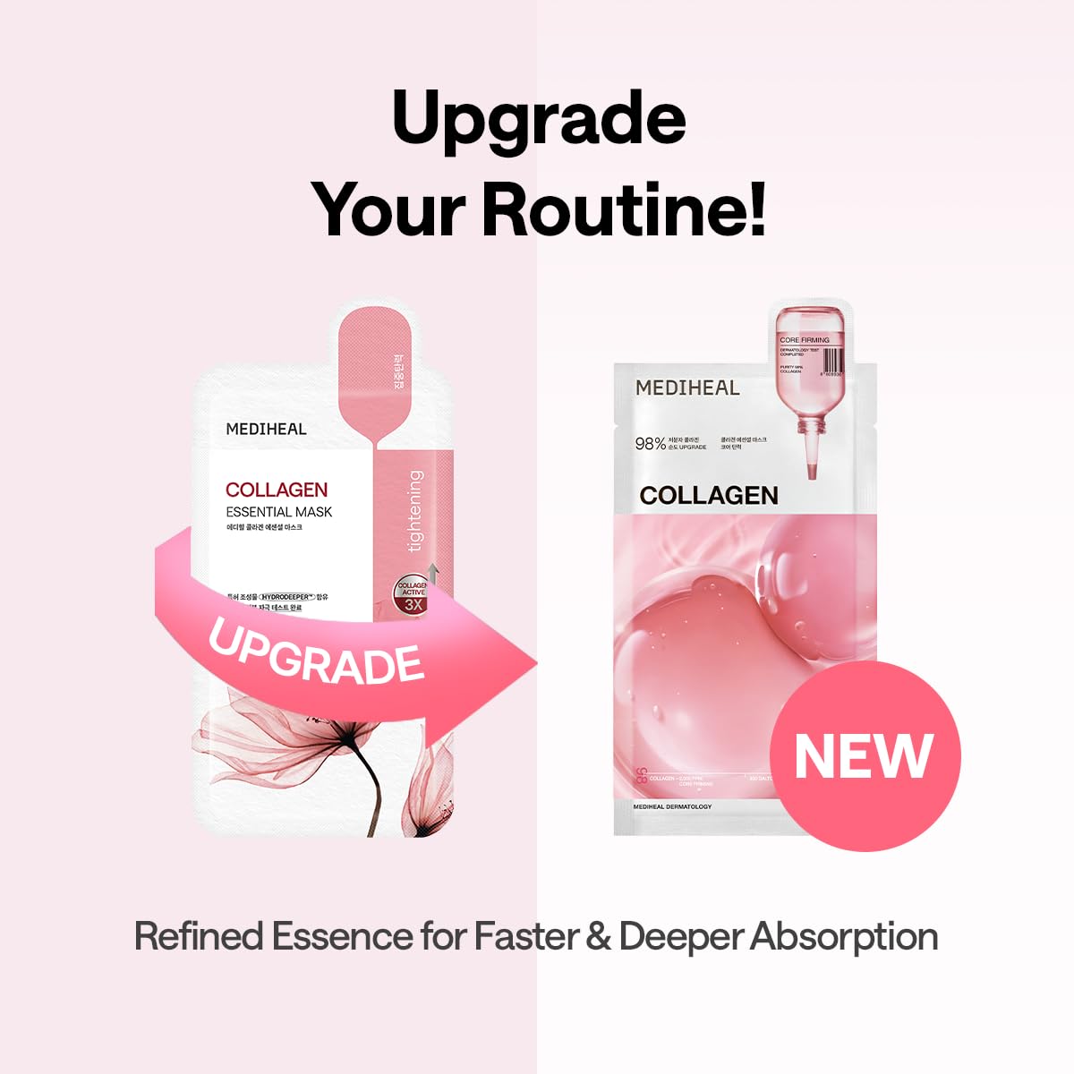 Mediheal Madecassoside Essential Sheet Mask Blemish Repair 10 pcs. 98% Purity Madecassoside & Hyaluronic Acid Included. Enhancing Moisture Barrier & Skin Texture Care. Vegan Formula Sheet Mask