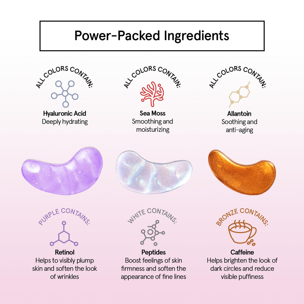 grace & stella Retinol Under Eye Patches for Puffy Eyes & Dark Circles - Restoring Gel Under Eye Masks with Hyaluronic Acid - Christmas Gifts for Teens, Birthday Gifts for Women (Purple, 24 Pairs)