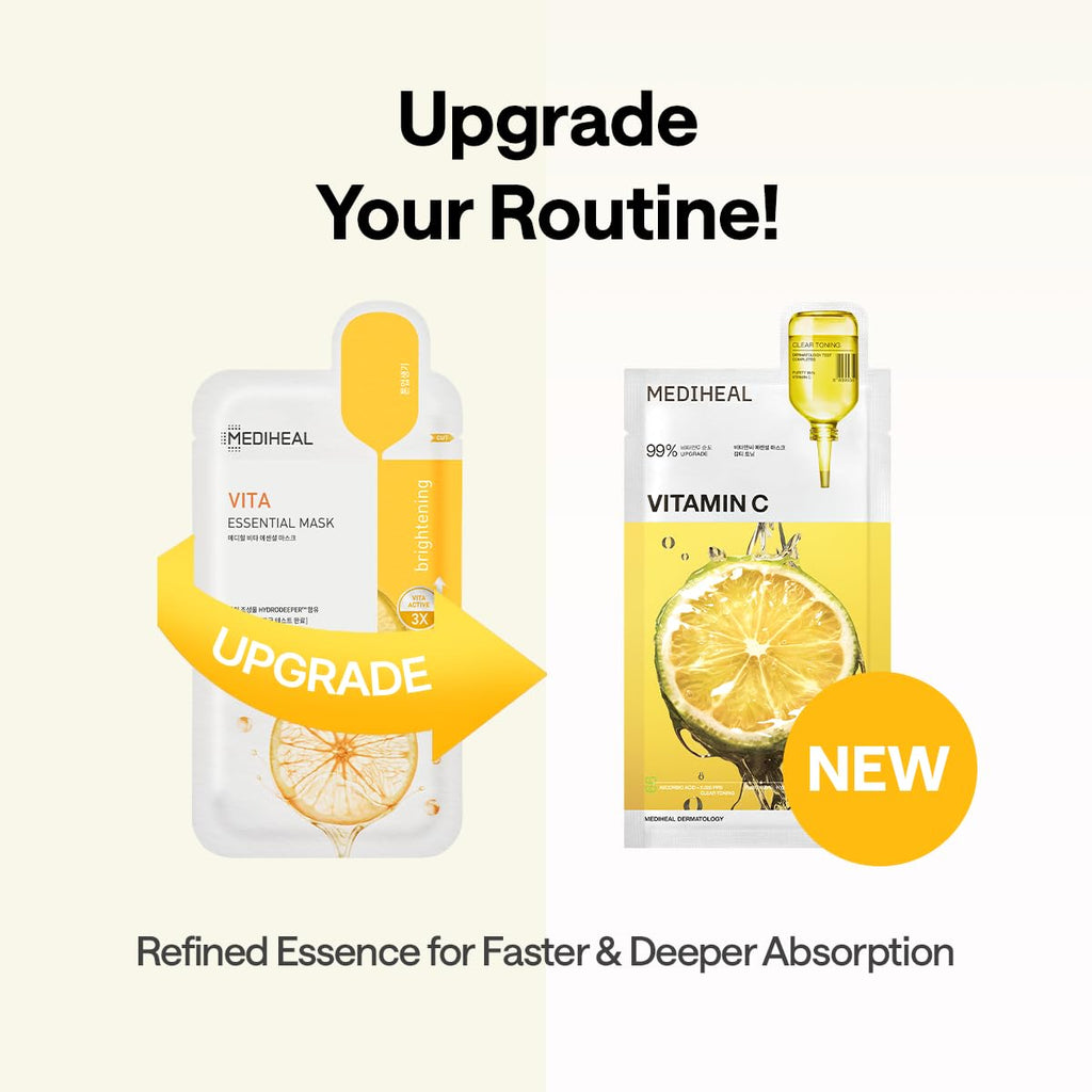 Mediheal Madecassoside Essential Sheet Mask Blemish Repair 10 pcs. 98% Purity Madecassoside & Hyaluronic Acid Included. Enhancing Moisture Barrier & Skin Texture Care. Vegan Formula Sheet Mask