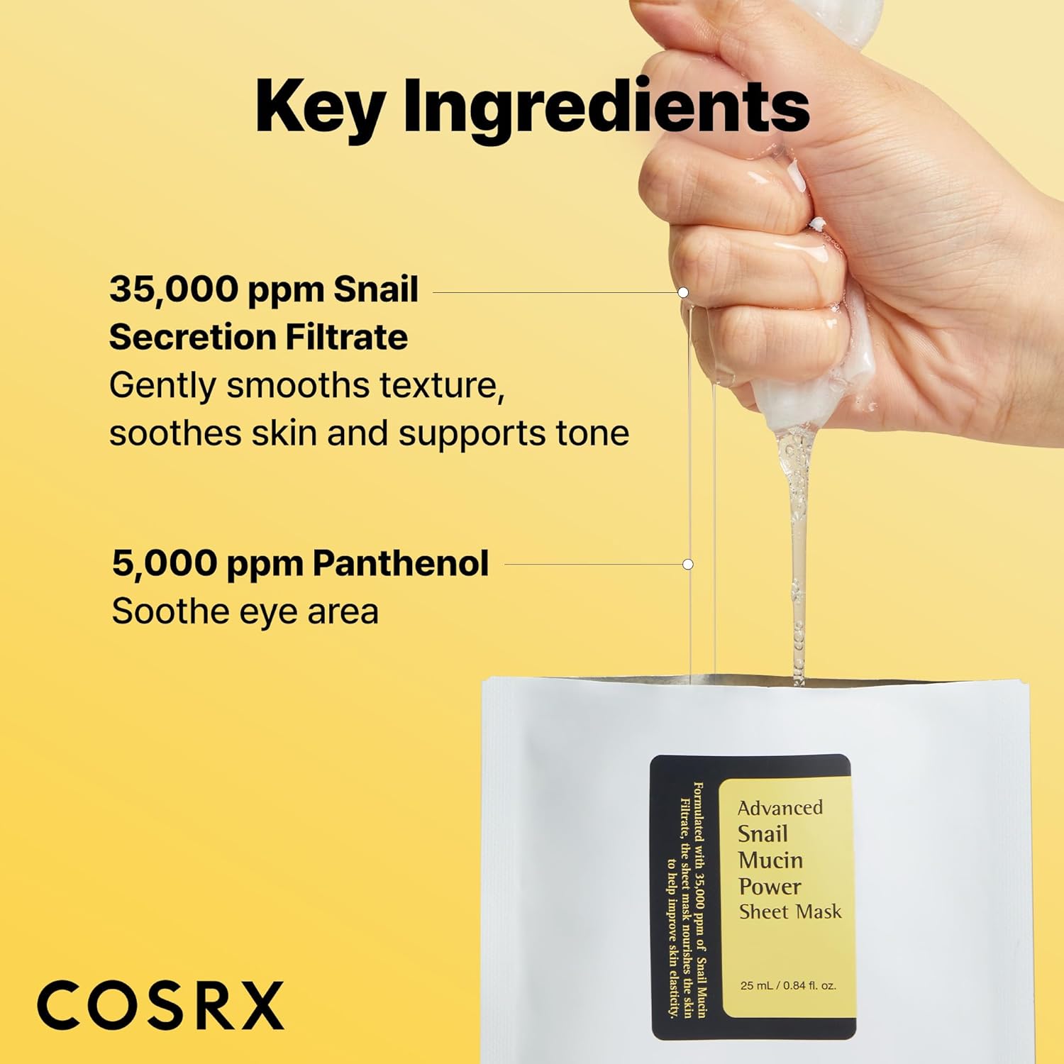 COSRX Snail Mucin Sheet Mask 10 EA with Snail Mucin Serum, Self Care, Face Masks for Dry, Sensitive Skin, Not Tested on Animals, No Parabens, No Sulfates, Korean Skin Care, Stocking Stuffers