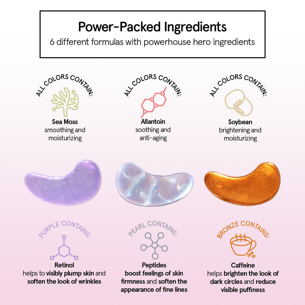 grace & stella Retinol Under Eye Patches for Puffy Eyes & Dark Circles - Restoring Gel Under Eye Masks with Hyaluronic Acid - Christmas Gifts for Teens, Birthday Gifts for Women (Purple, 24 Pairs)