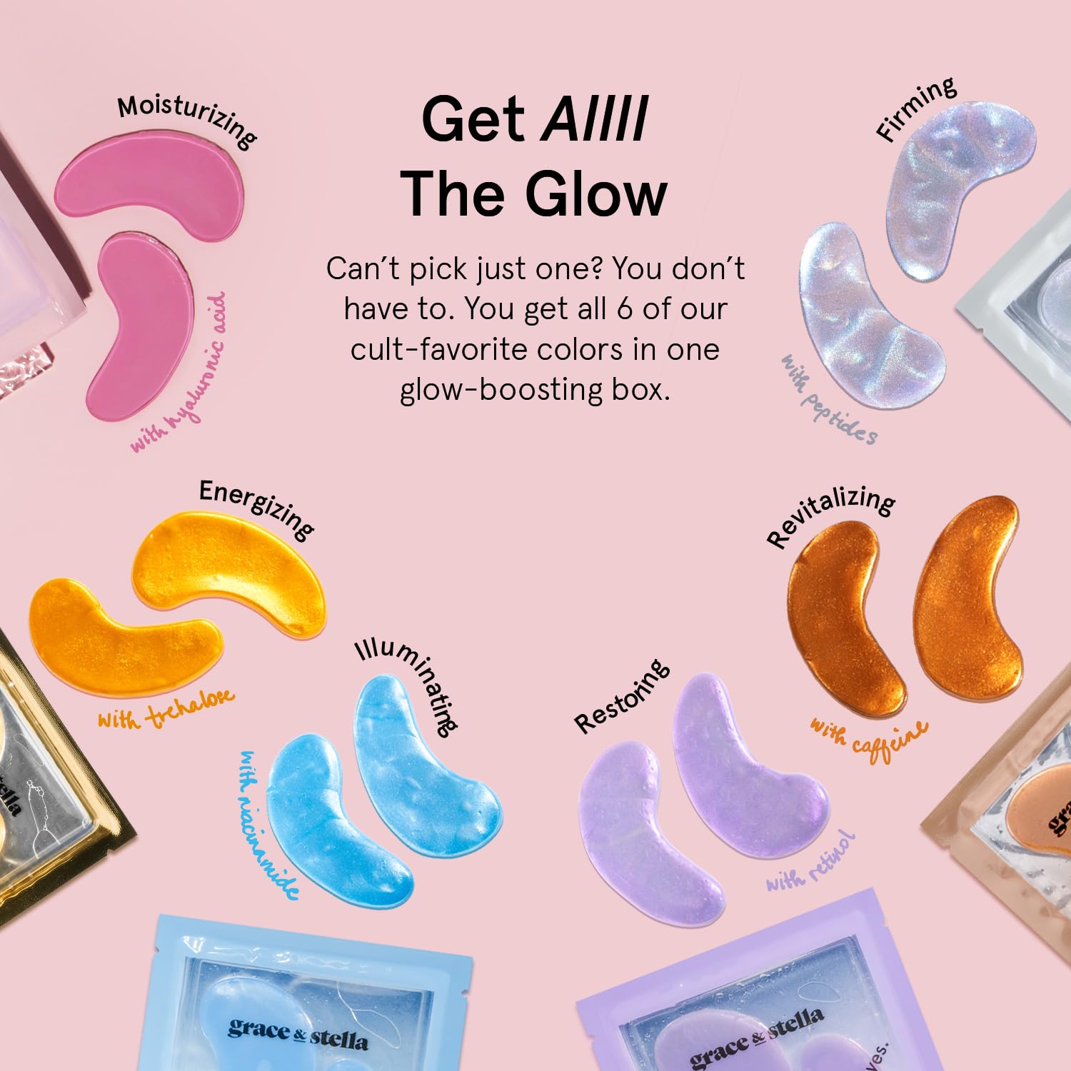 grace & stella Retinol Under Eye Patches for Puffy Eyes & Dark Circles - Restoring Gel Under Eye Masks with Hyaluronic Acid - Christmas Gifts for Teens, Birthday Gifts for Women (Purple, 24 Pairs)