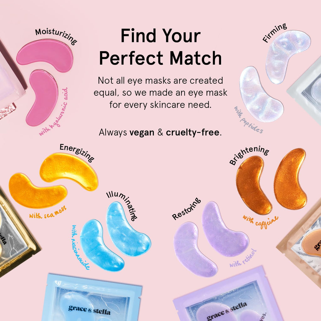 grace & stella Retinol Under Eye Patches for Puffy Eyes & Dark Circles - Restoring Gel Under Eye Masks with Hyaluronic Acid - Christmas Gifts for Teens, Birthday Gifts for Women (Purple, 24 Pairs)