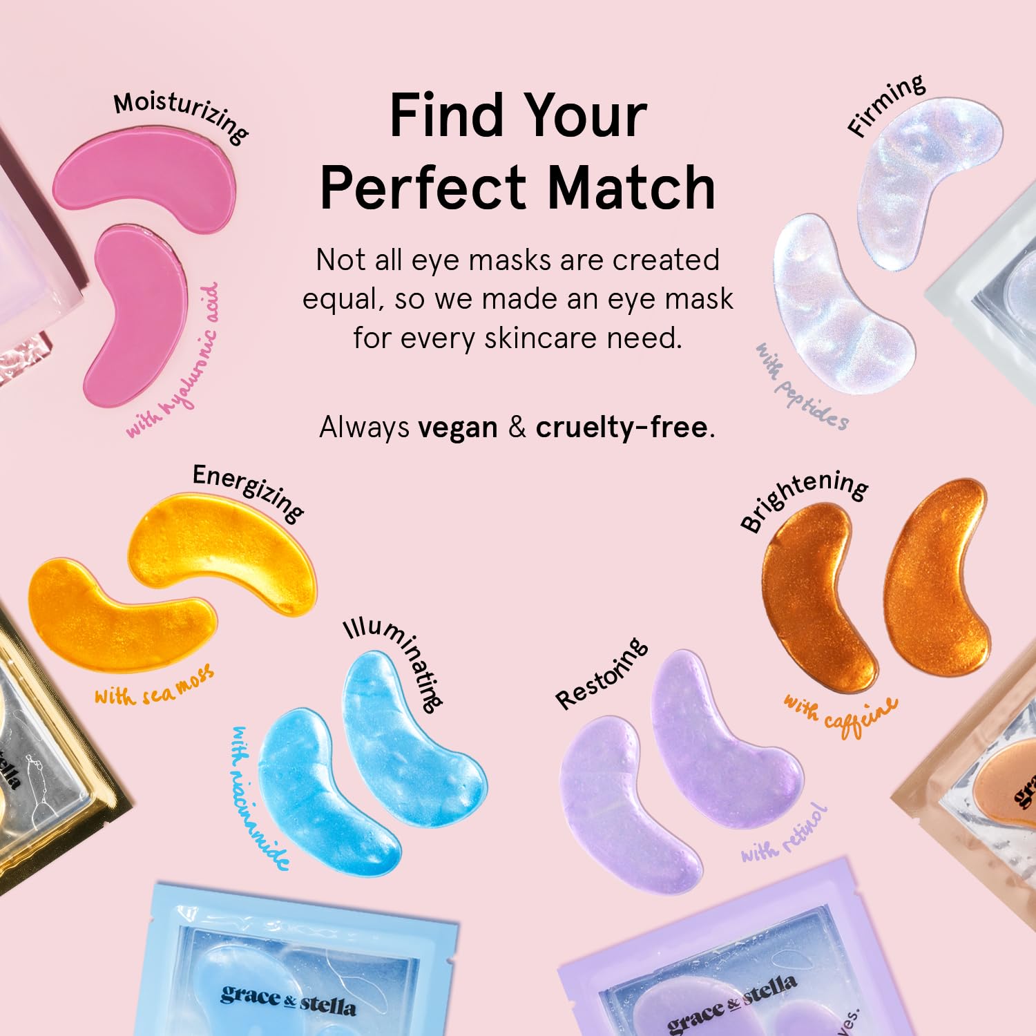 grace & stella Retinol Under Eye Patches for Puffy Eyes & Dark Circles - Restoring Gel Under Eye Masks with Hyaluronic Acid - Christmas Gifts for Teens, Birthday Gifts for Women (Purple, 24 Pairs)