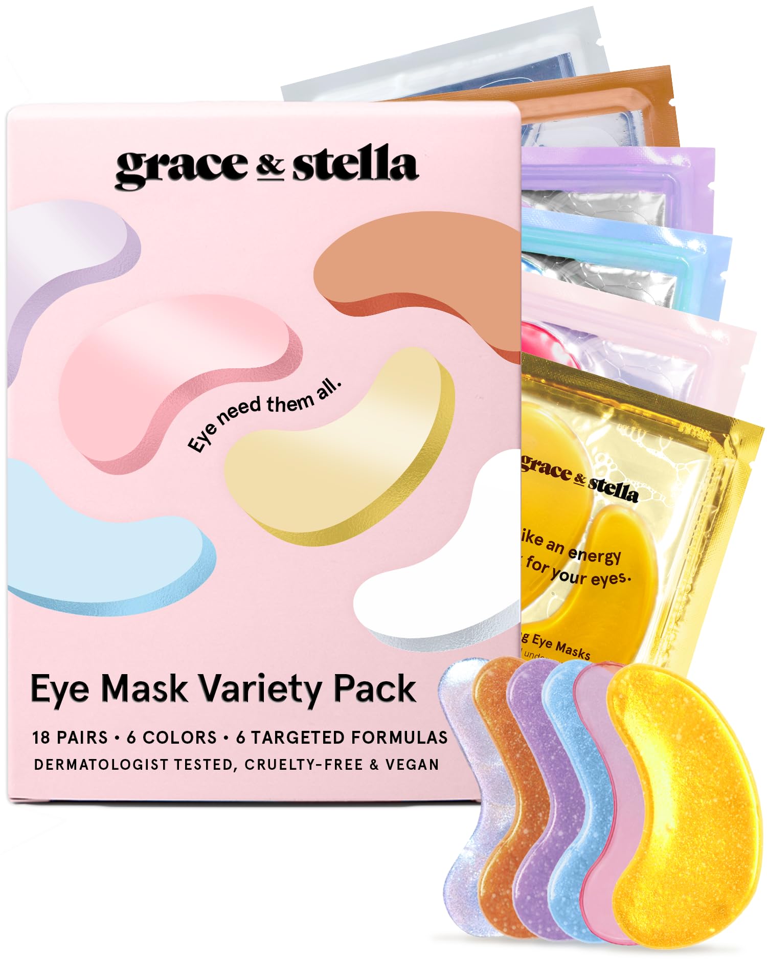 grace & stella Retinol Under Eye Patches for Puffy Eyes & Dark Circles - Restoring Gel Under Eye Masks with Hyaluronic Acid - Christmas Gifts for Teens, Birthday Gifts for Women (Purple, 24 Pairs)
