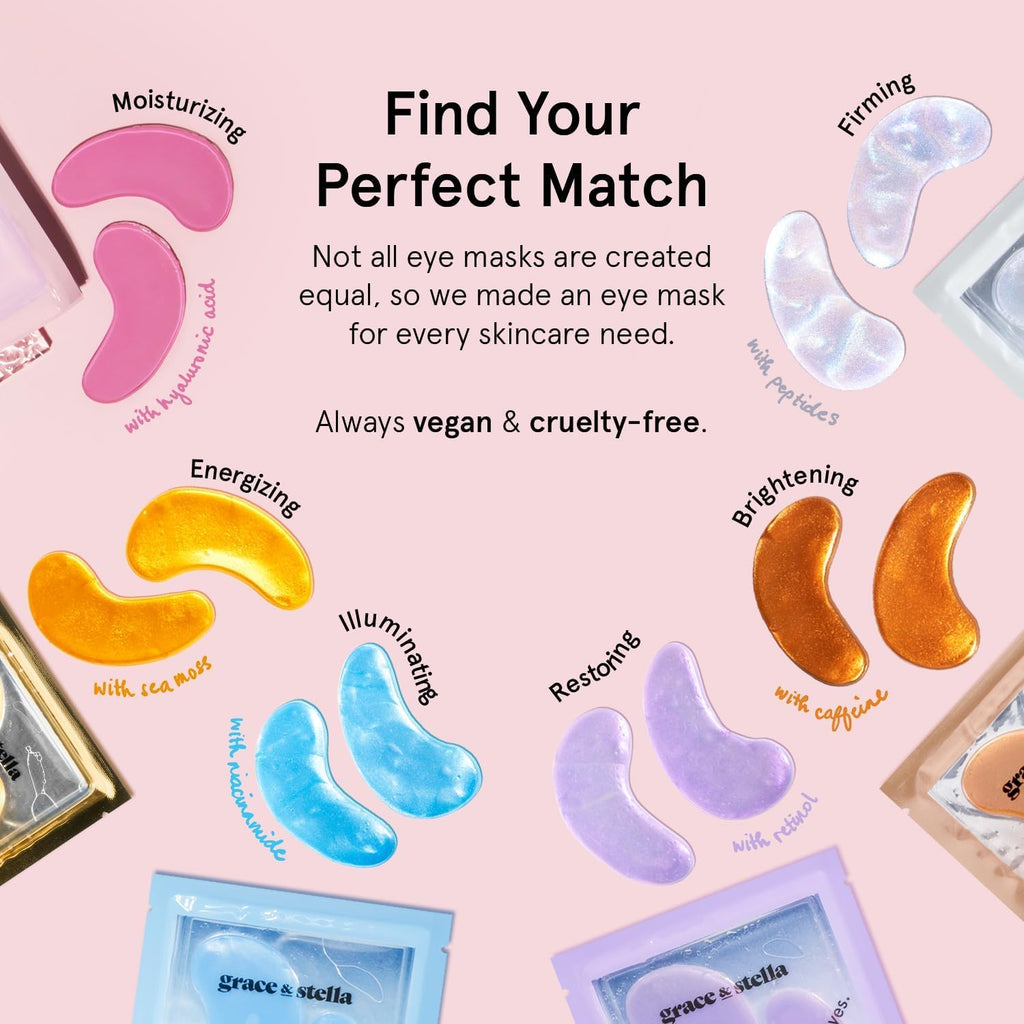 grace & stella Retinol Under Eye Patches for Puffy Eyes & Dark Circles - Restoring Gel Under Eye Masks with Hyaluronic Acid - Christmas Gifts for Teens, Birthday Gifts for Women (Purple, 24 Pairs)